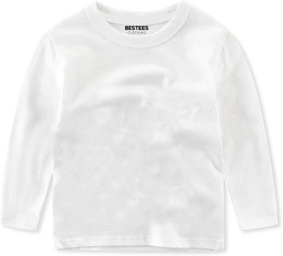 BESTEESCLOTHING Baby Boys & Baby Girls Solid Pure Cotton Regular T Shirt(White, Pack of 1)