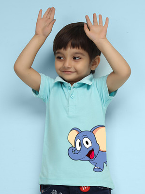 Nusyl Boys Printed Polycotton Regular T Shirt(Blue, Pack of 1)