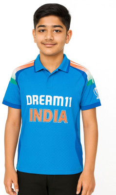 Ryze Boys & Girls Printed Polyester Regular T Shirt(Blue, Pack of 1)