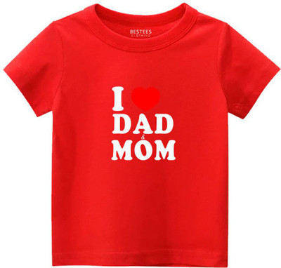 BESTEESCLOTHING Baby Girls Typography, Printed Pure Cotton Regular T Shirt(Red, Pack of 1)