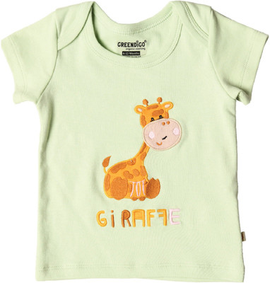 Greendigo organic Clothing Baby Boys & Baby Girls Solid Organic Cotton Regular T Shirt(Green, Pack of 1)