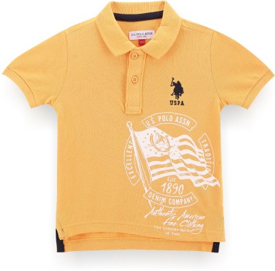 U.S. POLO ASSN. Boys Printed Pure Cotton T Shirt(Yellow, Pack of 1)