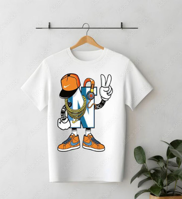 KPPRINT Boys Graphic Print Cotton Blend Regular T Shirt(White, Pack of 1)
