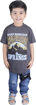 stylestorm Boys Solid Cotton Blend Regular T Shirt(Grey, Pack of 1)