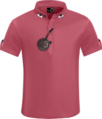 GAZZY CREATION Boys Solid Cotton Blend Regular T Shirt(Pink, Pack of 1)