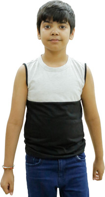 CHOMMBOOKA TREND Boys Colorblock Pure Cotton Regular T Shirt(White, Pack of 1)