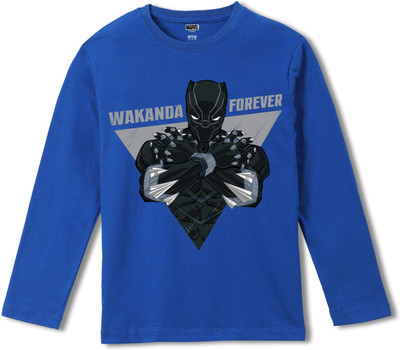 WEAR YOUR MIND Boys Graphic Print Pure Cotton Regular T Shirt(Blue, Pack of 1)