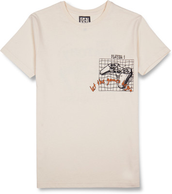 GINI & JONY Boys Printed Cotton Blend Regular T Shirt(Beige, Pack of 1)