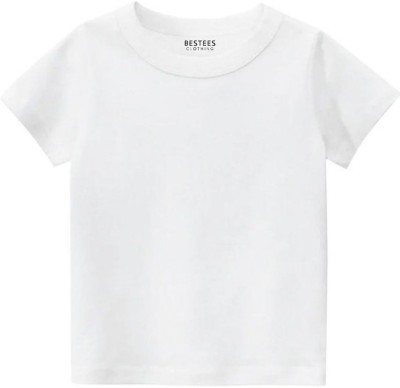 BESTEESCLOTHING Boys & Girls Solid Pure Cotton Regular T Shirt(White, Pack of 1)