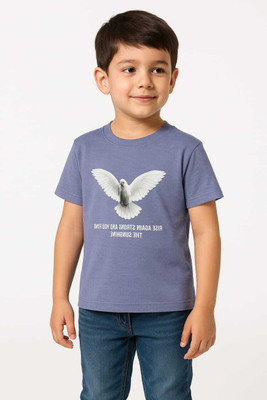 Shri Aditya Garments Boys Graphic Print Cotton Blend Regular T Shirt(Purple, Pack of 1)