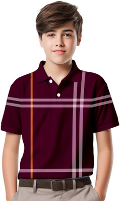 Kiddy Viddy Boys Printed Cotton Blend Regular T Shirt(Maroon, Pink, Pack of 1)