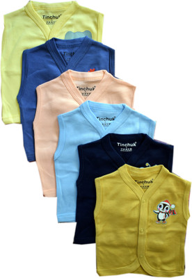 TINCHUK Baby Boys & Baby Girls Printed Pure Cotton Regular T Shirt(Multicolor, Pack of 6)
