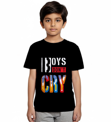 DEHCY Boys Graphic Print Pure Cotton Regular T Shirt(Black, Pack of 1)