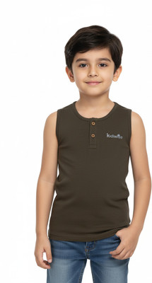 KIDIWISE Boys Solid Cotton Blend Regular T Shirt(Light Green, Pack of 1)