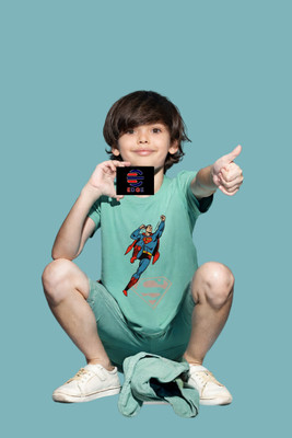 edgeclothing Boys Cartoon/Superhero Cotton Blend Regular T Shirt(Green, Pack of 1)
