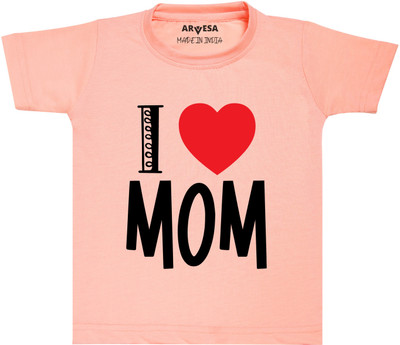 ARVESA Baby Boys & Baby Girls Typography, Printed Cotton Blend Regular T Shirt(Pink, Pack of 1)