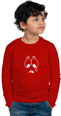 CHOMBOOKA Boys Printed Cotton Blend Regular T Shirt(Red, Pack of 1)