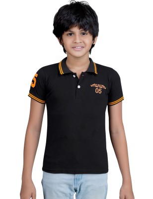 Minim Boys Solid Pure Cotton Regular T Shirt(Black, Pack of 1)