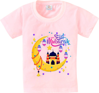 Babywish Boys Graphic Print Cotton Blend Regular T Shirt(Pink, Pack of 1)