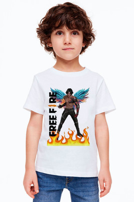 LTF Boys Printed Polyester Regular T Shirt(White, Pack of 1)