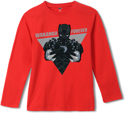 WEAR YOUR MIND Boys Graphic Print Pure Cotton Regular T Shirt(Red, Pack of 1)