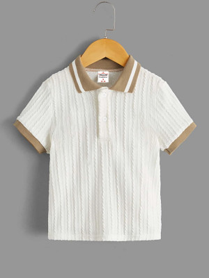ETTUKITTU Baby Boys Self Design Cotton Blend Regular T Shirt(White, Pack of 1)