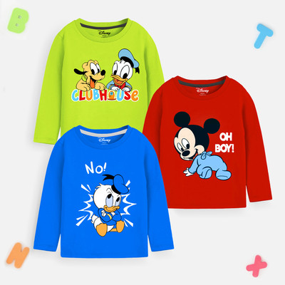 Miss & Chief  - DISNEY Baby Boys Cartoon Cotton Blend Regular T Shirt(Multicolor, Pack of 3)