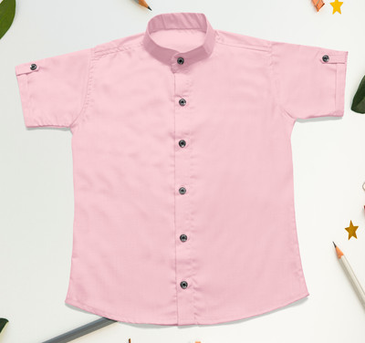 krina fshion Boys Solid Casual Pink Shirt