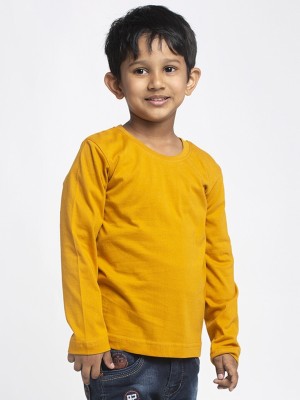 FBAR Boys Solid Cotton Blend Regular T Shirt(Gold, Pack of 1)