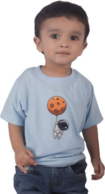 Yellowtoons Baby Boys Printed Cotton Blend Regular T Shirt(Light Blue, Pack of 1)