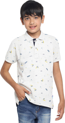 li'l tomatoes Boys Graphic Print Cotton Blend Regular T Shirt(Grey, Pack of 1)