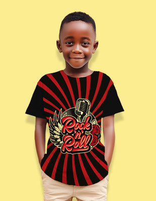Nusyl Boys Graphic Print Cotton Blend Regular T Shirt(Black, Pack of 1)