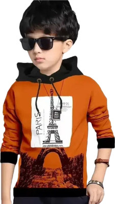 MYO Boys Printed Cotton Blend Regular T Shirt(Orange, Pack of 1)