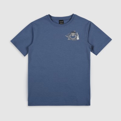 CAVIO Boys Solid Pure Cotton T Shirt(Blue, Pack of 1)