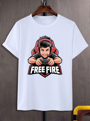 THEVENUS Boys & Girls Printed Polyester Regular T Shirt(White, Pack of 1)