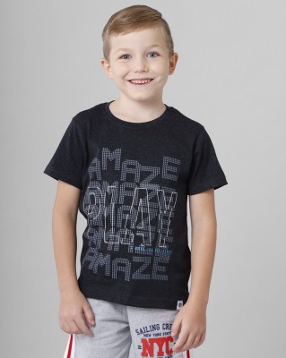 Codez Boys Printed Cotton Blend T Shirt(Black, Pack of 1)