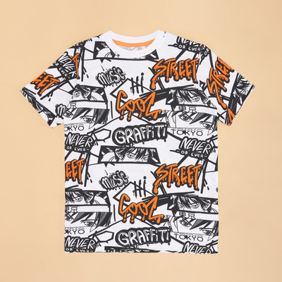 Pantaloons Junior Boys Printed Pure Cotton Regular T Shirt(Multicolor, Pack of 1)