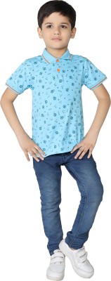 CRAZYPENGUIN ELITE Boys Printed Cotton Blend T Shirt(Multicolor, Pack of 1)