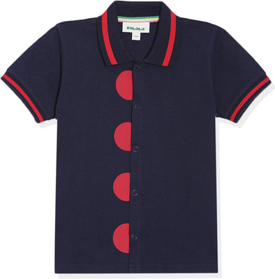 pilolo Boys Printed Pure Cotton Regular T Shirt(Dark Blue, Pack of 1)