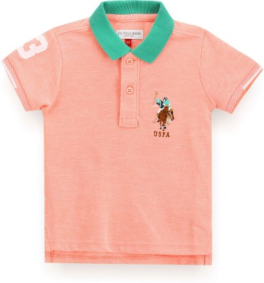 U.S. POLO ASSN. Boys Solid Pure Cotton Regular T Shirt(Pink, Pack of 1)