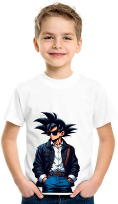 TAPA KON Boys & Girls Printed Polycotton Regular T Shirt(White, Pack of 1)