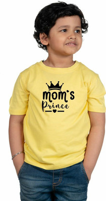 CHOMMBOOKA TREND Boys Printed Pure Cotton Regular T Shirt(Yellow, Pack of 1)