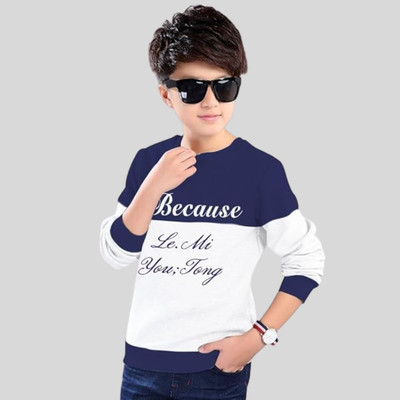 Ticoss Boys Printed Cotton Blend Regular T Shirt(White, Pack of 1)