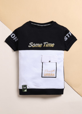 SARDAR DRESSES Boys Printed Pure Cotton Regular T Shirt(Black, Pack of 1)