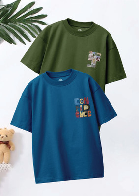 Codez Boys Graphic Print Pure Cotton Oversized T Shirt(Multicolor, Pack of 2)