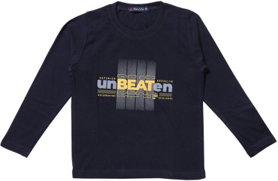 NeuVin Boys Typography Cotton Blend T Shirt(Black, Pack of 1)