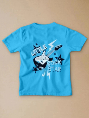 STYLESHIVAM Boys & Girls Printed Cotton Blend Regular T Shirt(Blue, Pack of 1)