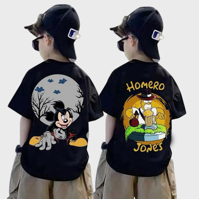 DOODEEKIDS Boys Graphic Print Pure Cotton Oversized T Shirt(Black, Pack of 2)