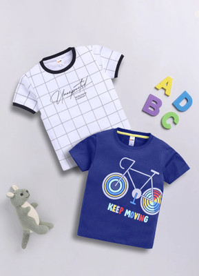 LITTLE NINJA Baby Boys Graphic Print Pure Cotton Regular T Shirt(Multicolor, Pack of 2)