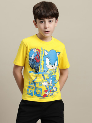 kidsville Boys Graphic Print Cotton Blend Regular T Shirt(Yellow, Pack of 1)